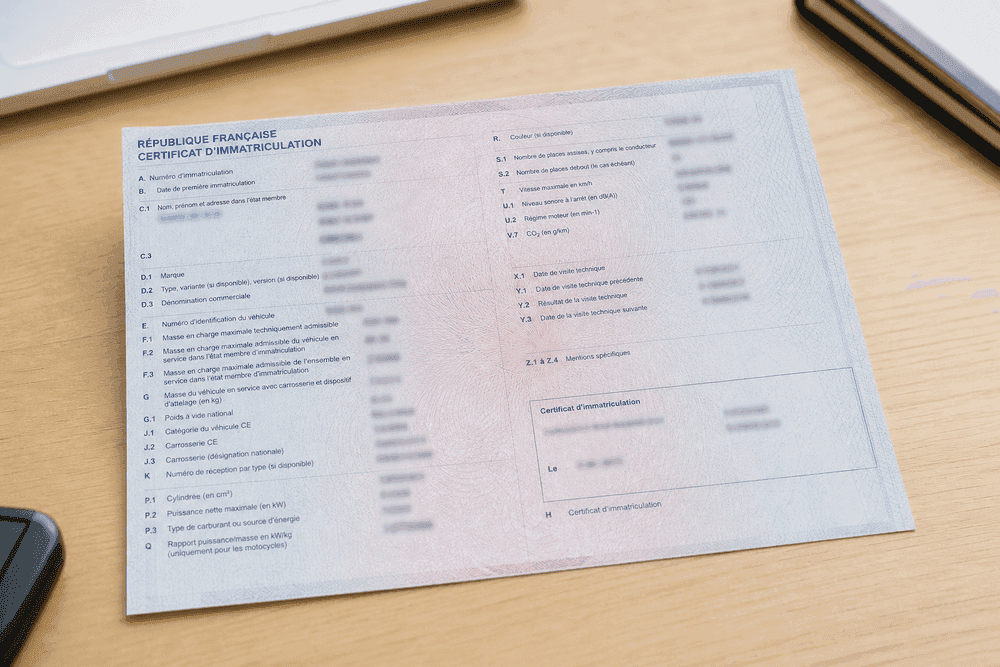 Spécimen de certificat d'immatriculation français